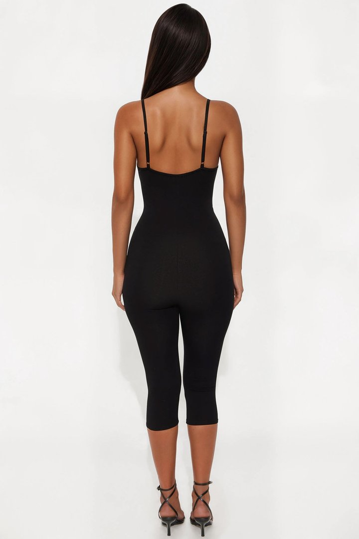 Frankie Cotton Capri Jumpsuit - Black