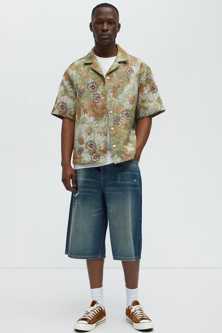 Don't Hate Baggy Relaxed Denim Shorts - Dark Wash