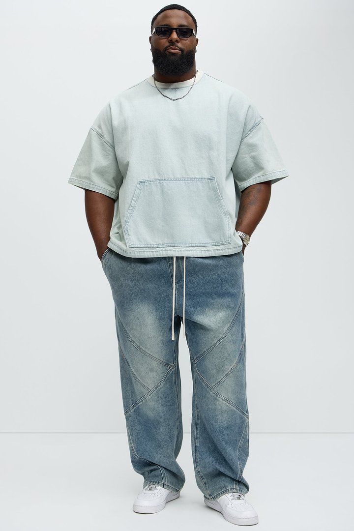 Boxy Denim Short Sleeve Tee - Light Wash