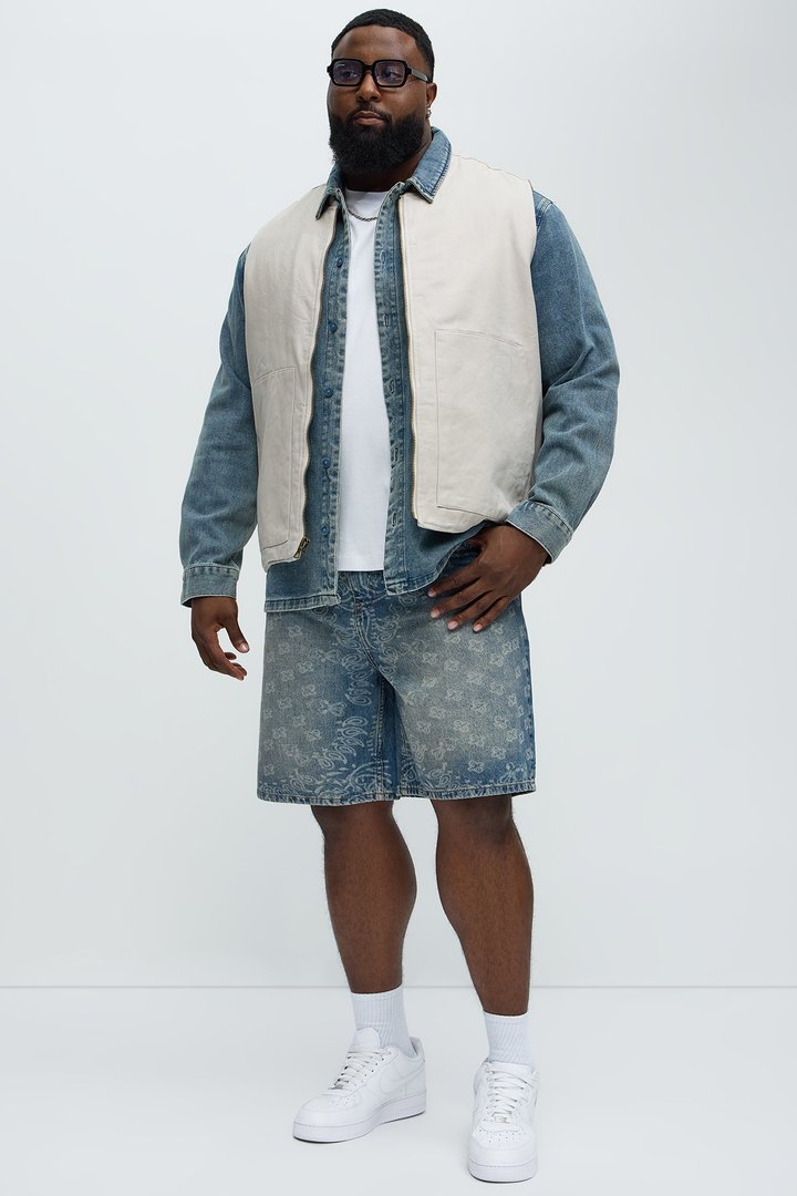 Paisley Last Relaxed Denim Shorts - Medium Blue Wash