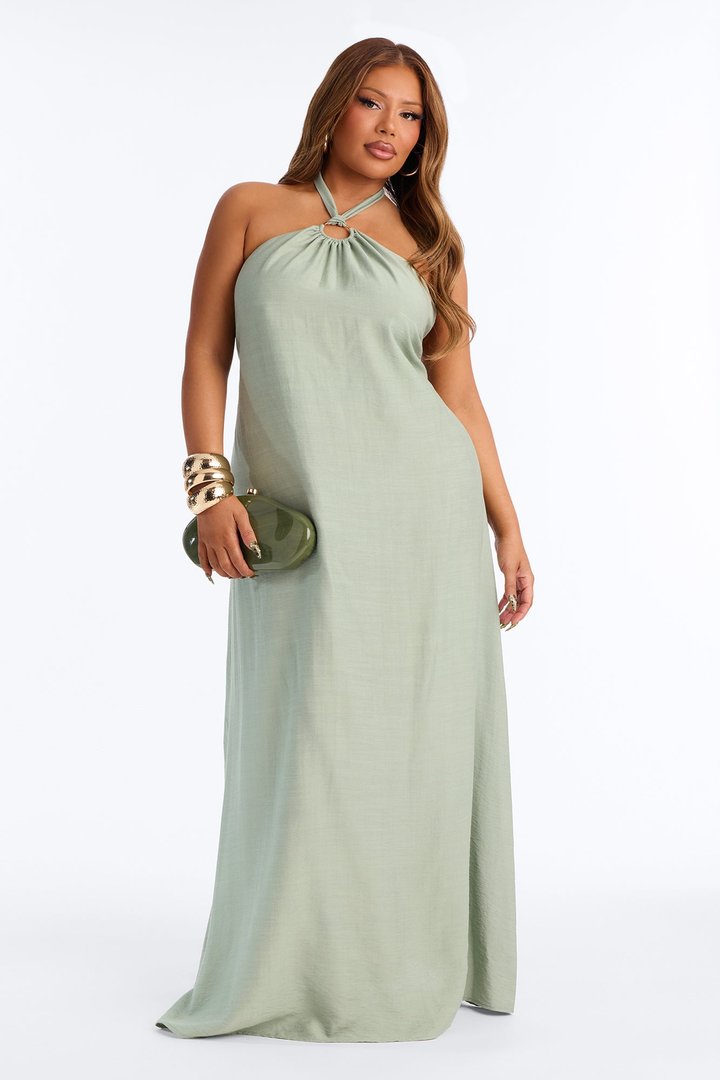 Casually Allure Linen Maxi Dress - Sage