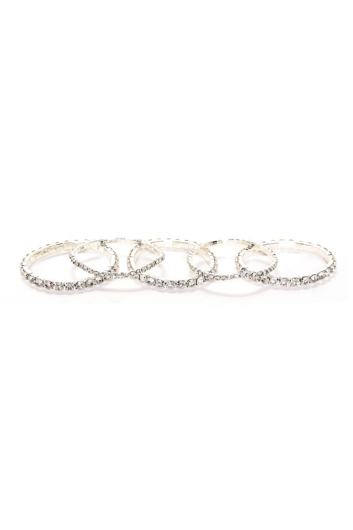 A Little Glam Moment 5 Piece Bracelet Set - Silver