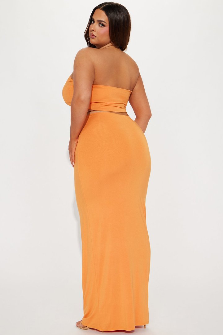 Another Time Double Lined Skirt Set - Orange
