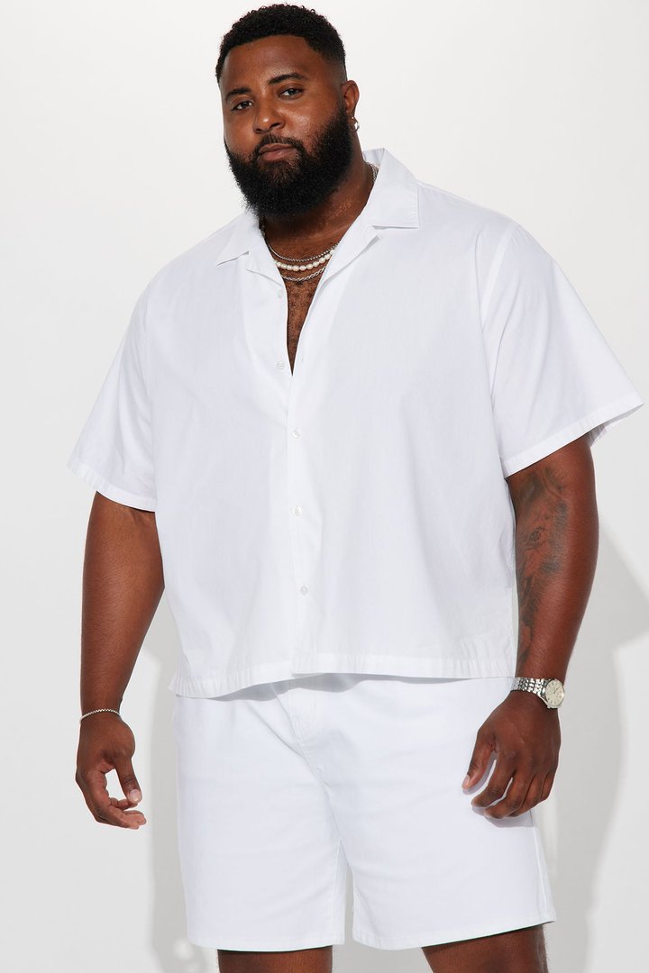 Ryland Relaxed Cotton Short Sleeve Cuban Shirt - White