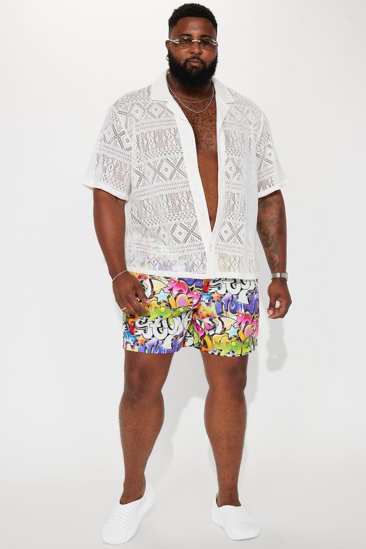 All That Graffiti Swim Trunk 7″ - Multi Color