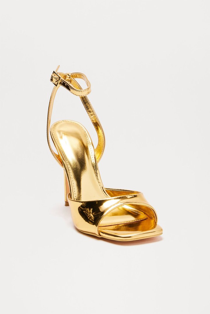 Romy Faux Patent Stiletto Heels - Gold