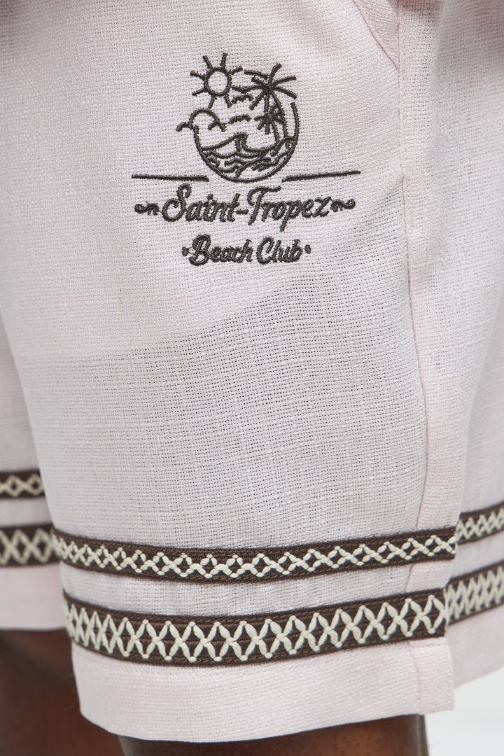 Saint Tropez Beach Club Linen Like Relaxed Short - Pink