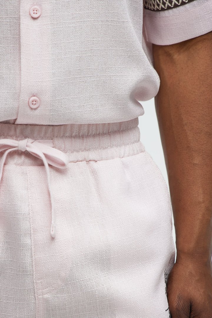 Saint Tropez Beach Club Linen Like Relaxed Short - Pink