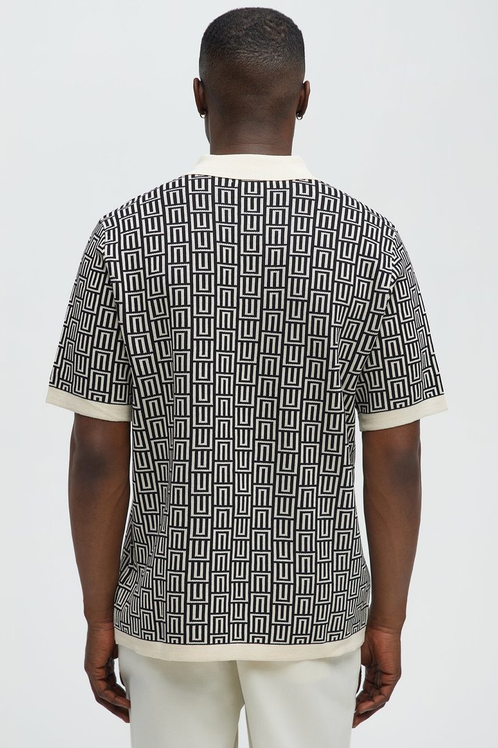 Cunard Jacquard Polo - Tan/Multi