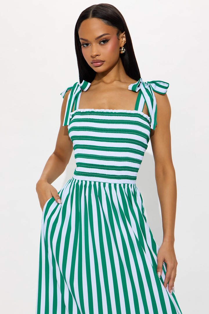 Gracie Striped Maxi Dress - Green/combo