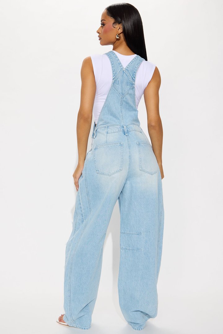 Summer Loving Ripped Overall Denim Jeans II - Light Wash
