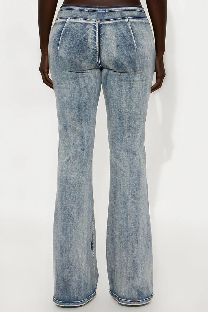 Ride On Womens Low Rise Flare Jeans - Vintage Wash