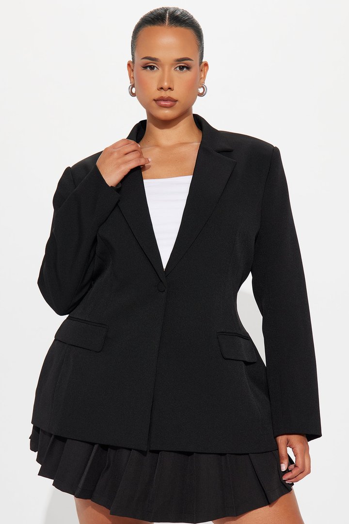 Hailey Hourglass Fitted Blazer - Black