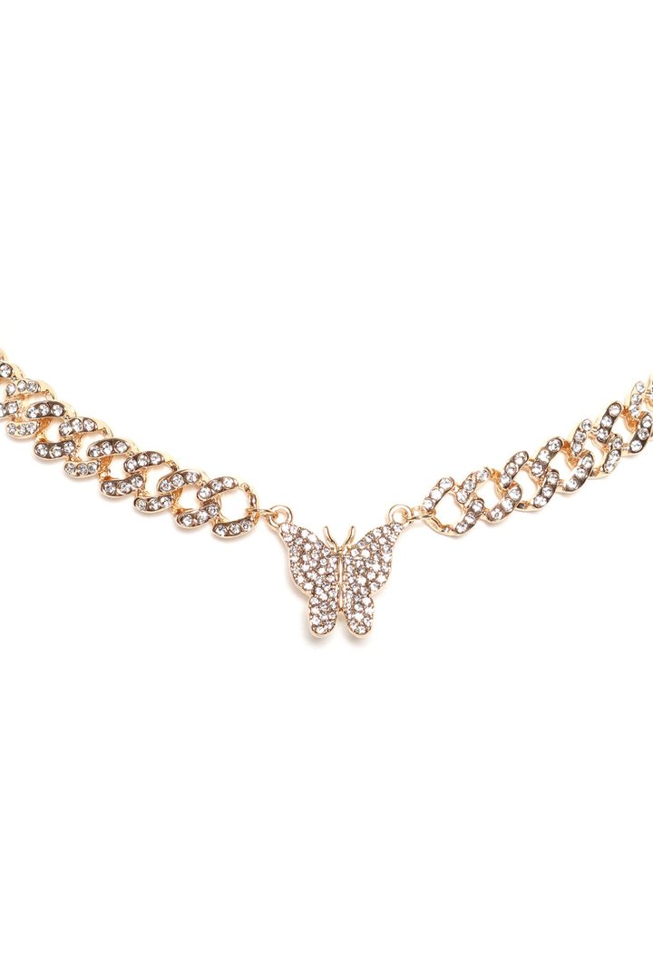 Icy Butterfly Necklace - Gold