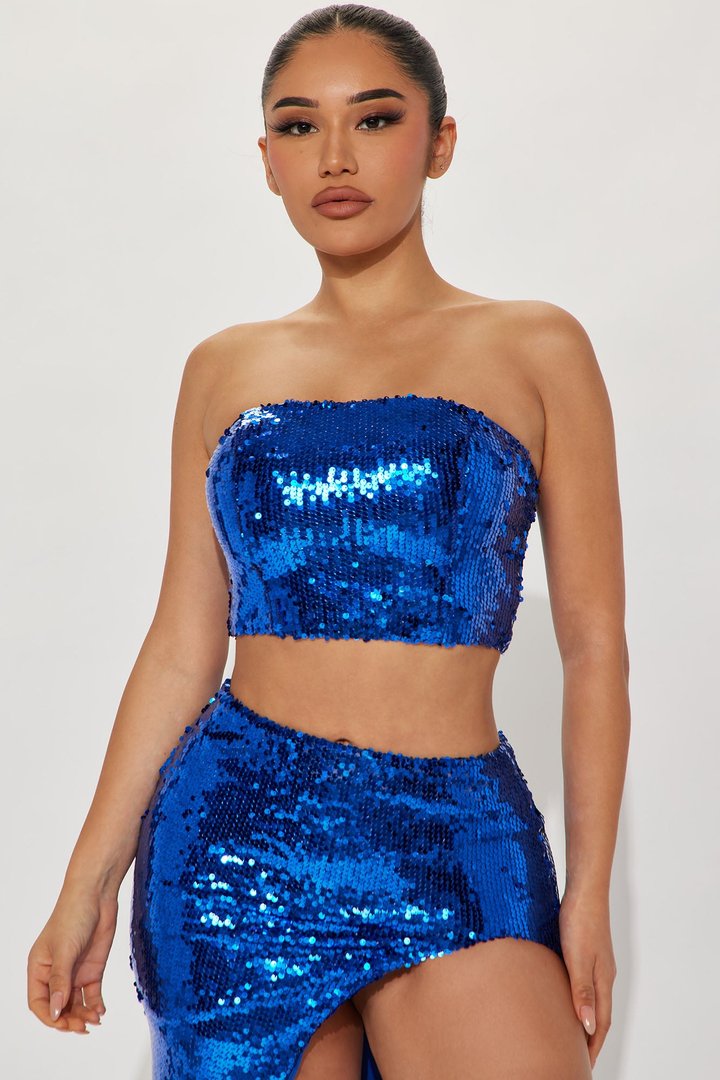 Give You More Sequin Skirt Set - Royal