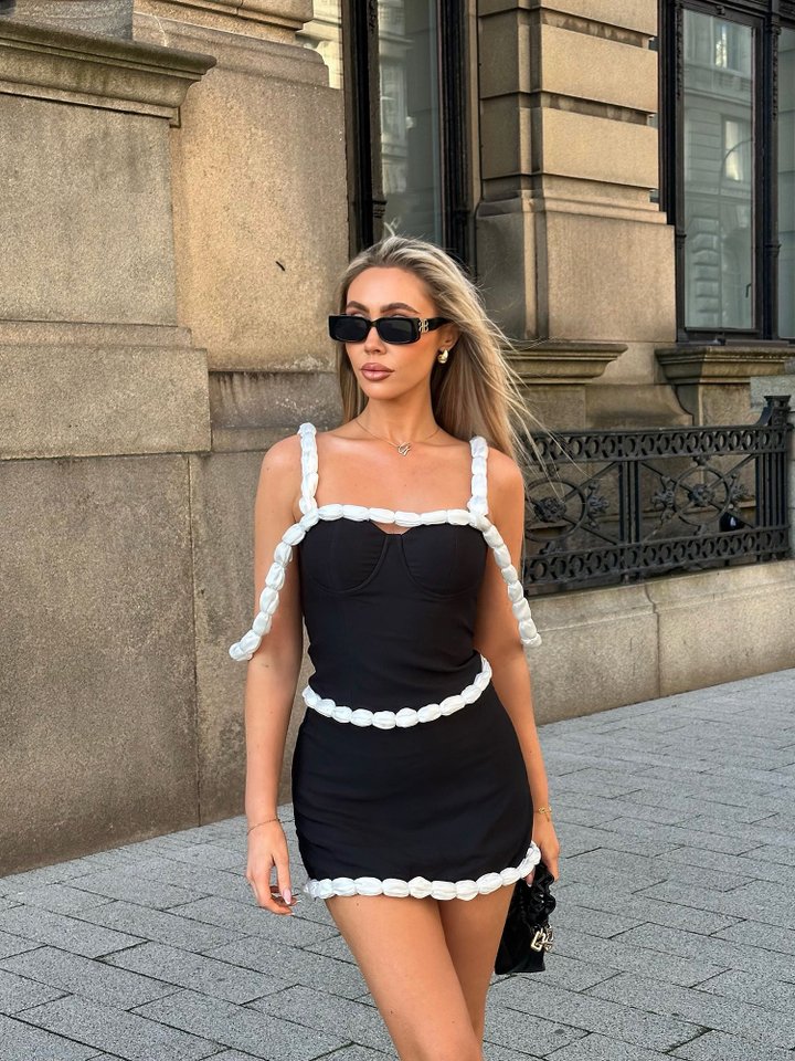 Kiss Me Softly Skirt Set - Black/White
