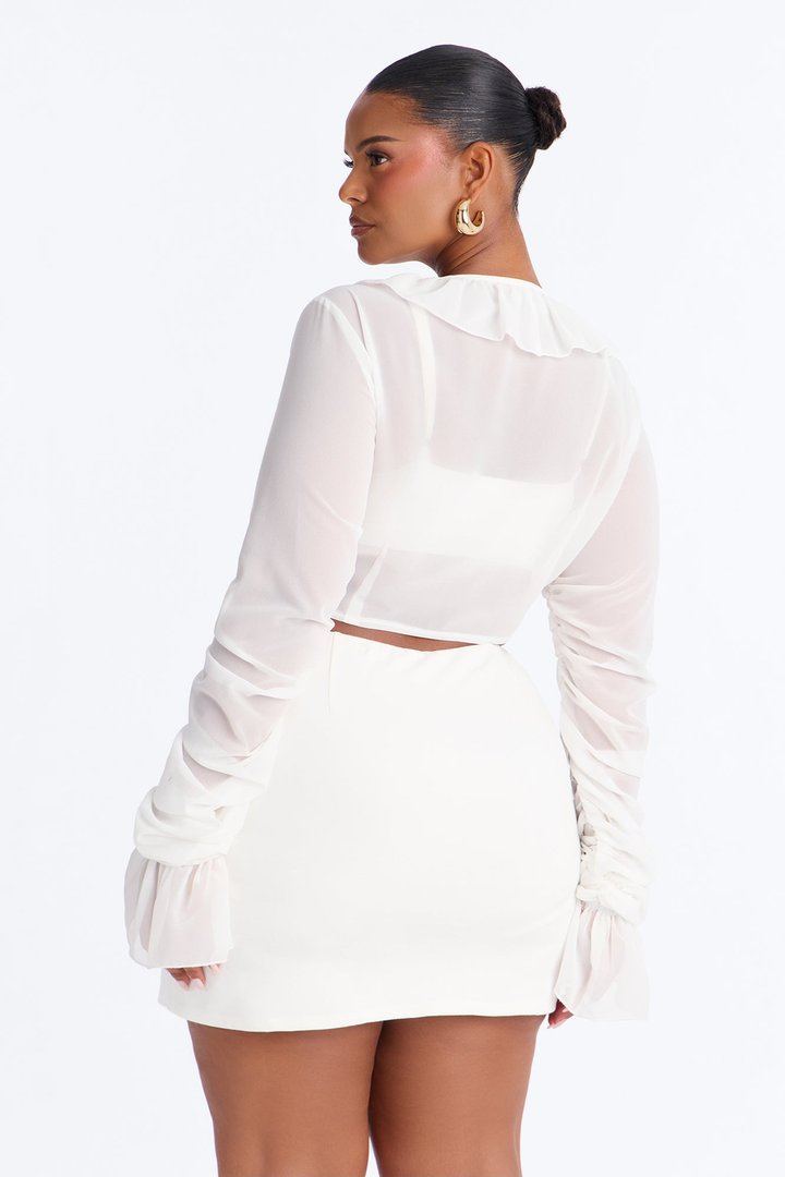 Gentle Masterpiece Ruffle Chiffon Blouse - White