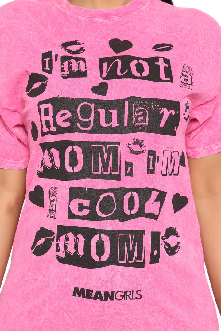 I'm A Cool Mom Washed Tee - Pink/combo