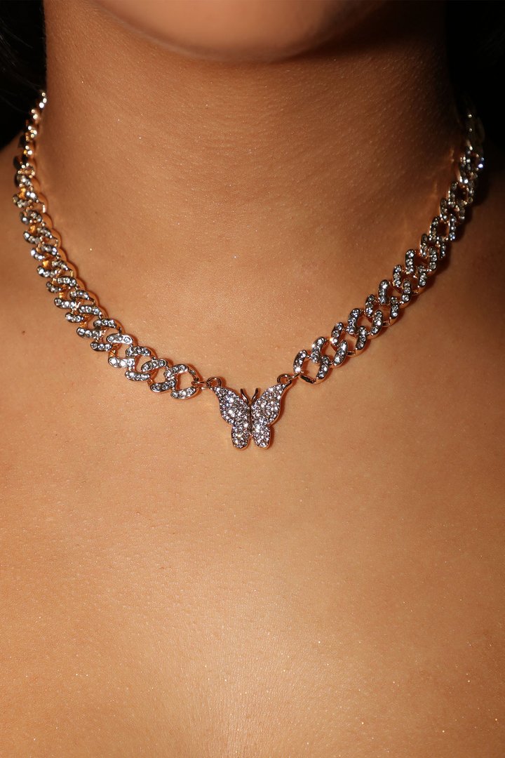 Icy Butterfly Necklace - Gold