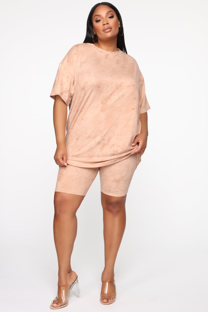 Chelsea Biker Short Set - Taupe