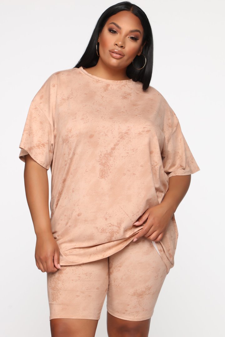 Chelsea Biker Short Set - Taupe