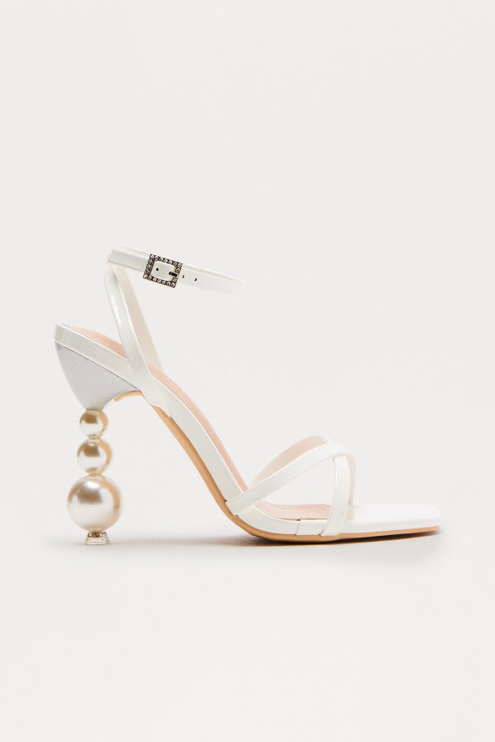 Lilth Pearl Strappy Heels - White