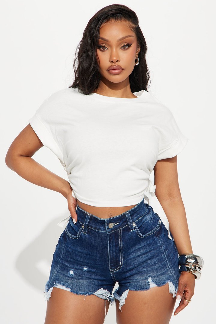 Take A Break Crew Neck Baby Tee - White