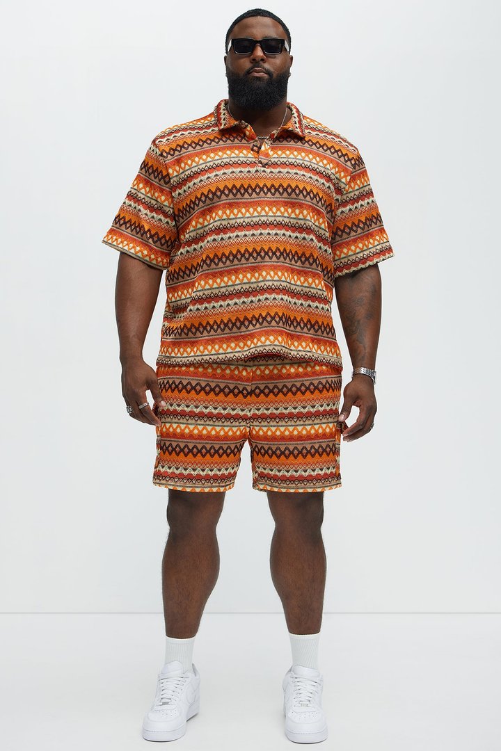 Sunset Short Sleeve Polo - Brown/combo