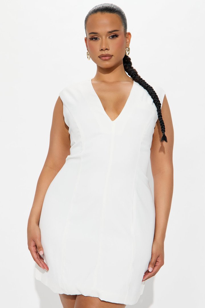 Lindsey V Neck Mini Dress - Ivory