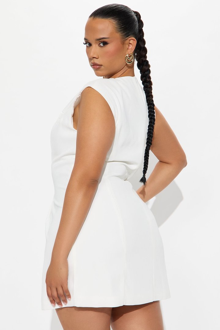 Lindsey V Neck Mini Dress - Ivory