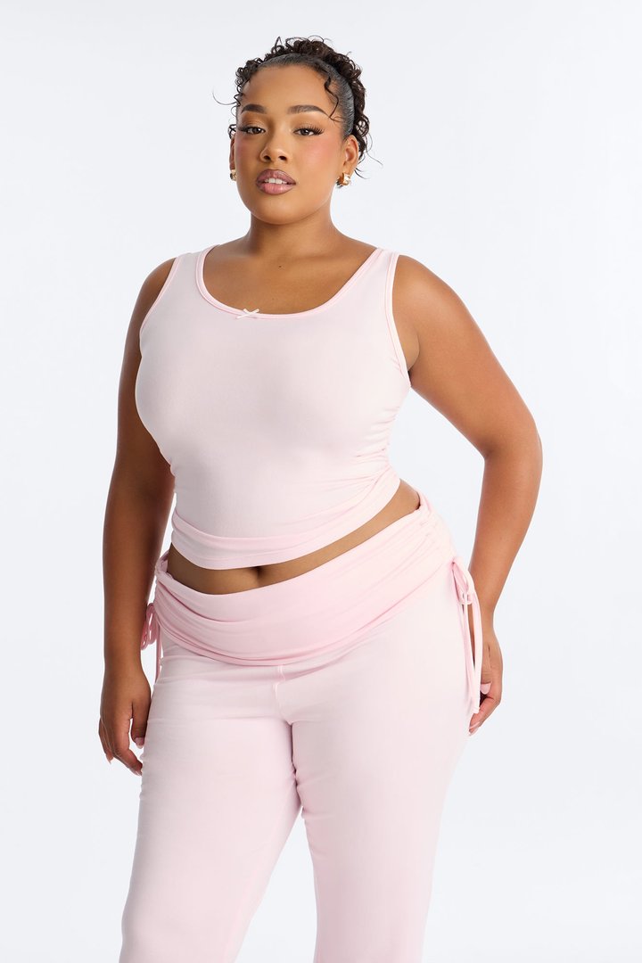 Petty Dreams Tank PJ Foldover Pant Set - Pink