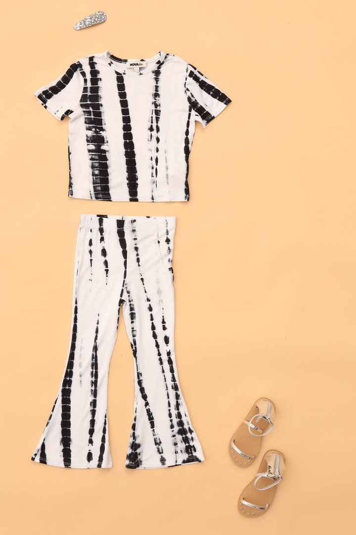 Mini Jazmin Flare Tie Dye Pant Set - White/combo