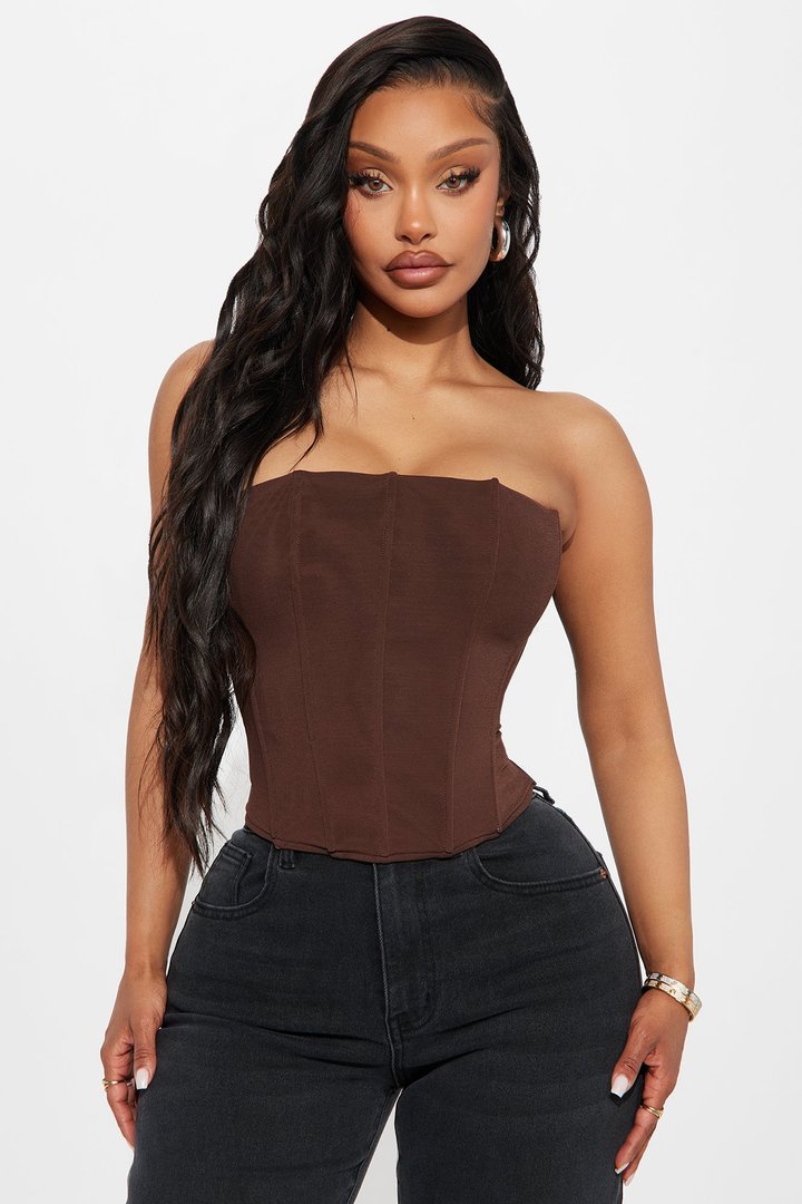 Stuck In My Head Mesh Corset - Chocolate
