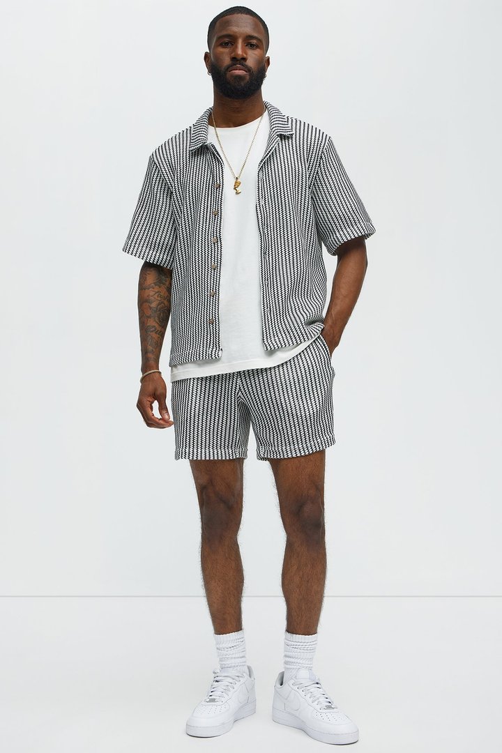 Summit Drawstring Zig Zag Shorts - Grey/combo