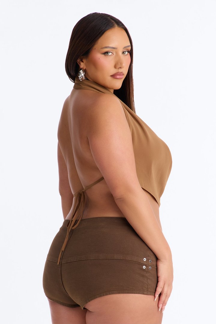 So Iconic Chiffon Chain Halter Top - Taupe