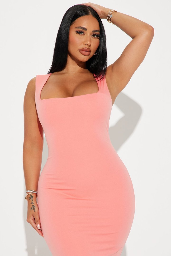 Colette Double Lined Midi Dress - Coral