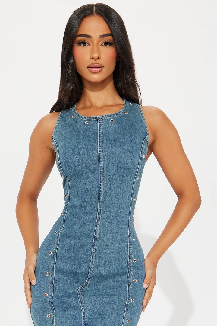 Diana Denim Midi Dress - Blue Wash
