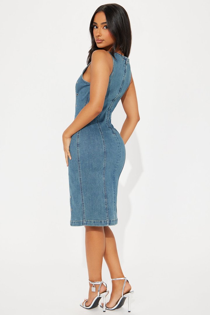 Diana Denim Midi Dress - Blue Wash