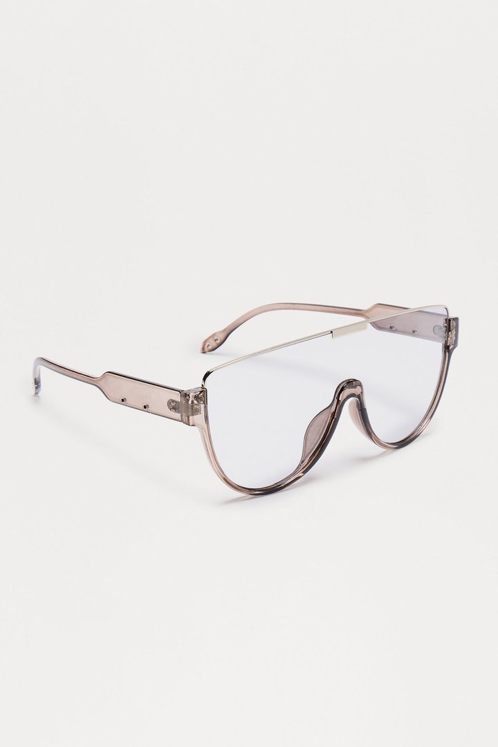 On A Mission Rimless Shield Sunglasses - Clear
