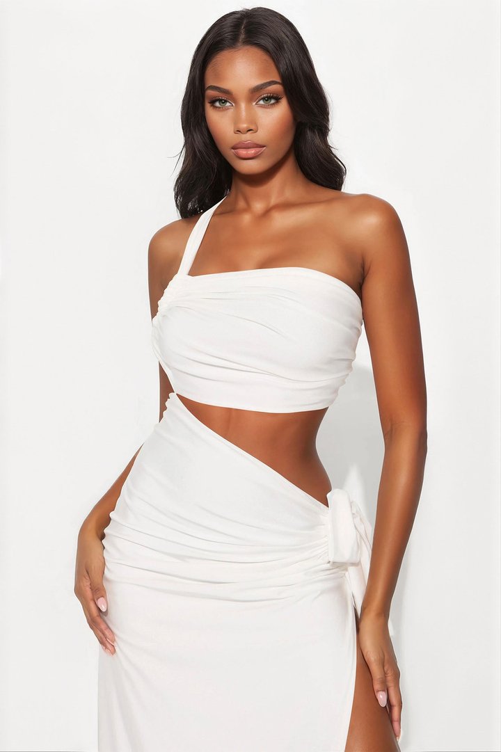 On The Islands Asymmetrical Maxi Dress - White