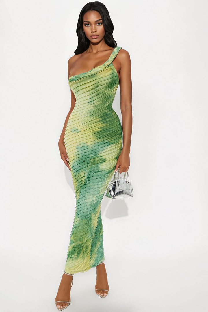 Maylee Textured Maxi Dress - Green/combo