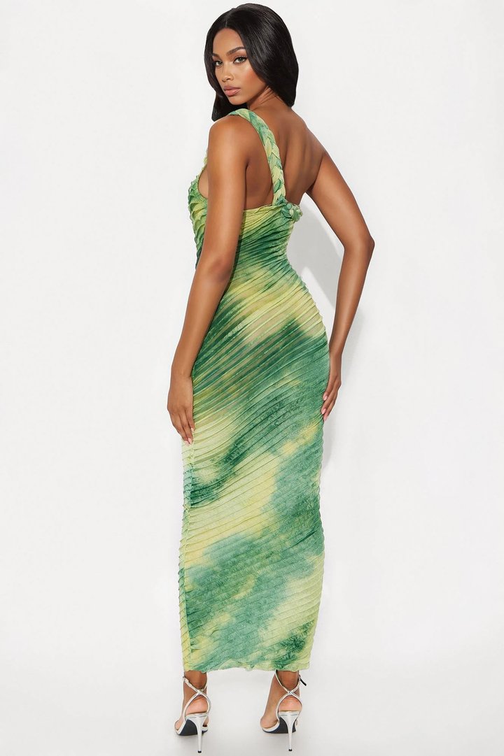 Maylee Textured Maxi Dress - Green/combo