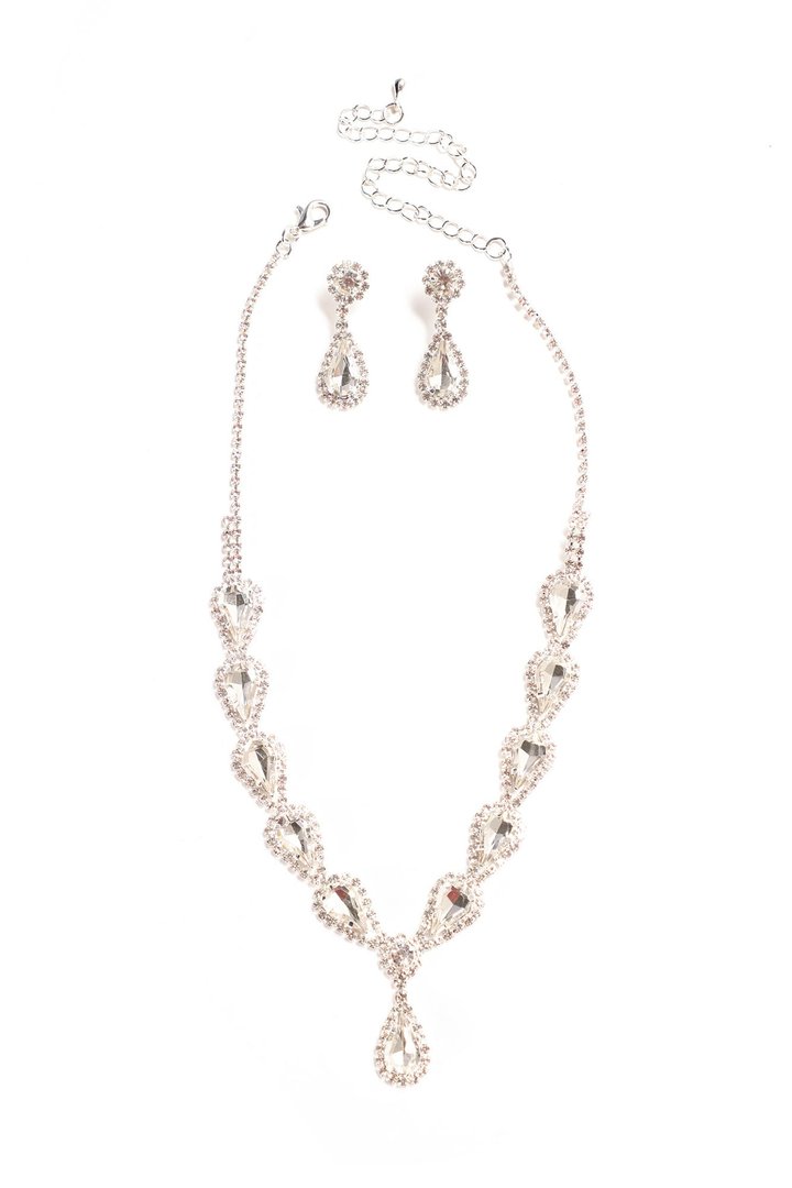 Guest Of Honor Necklace And Earring Set - Silver