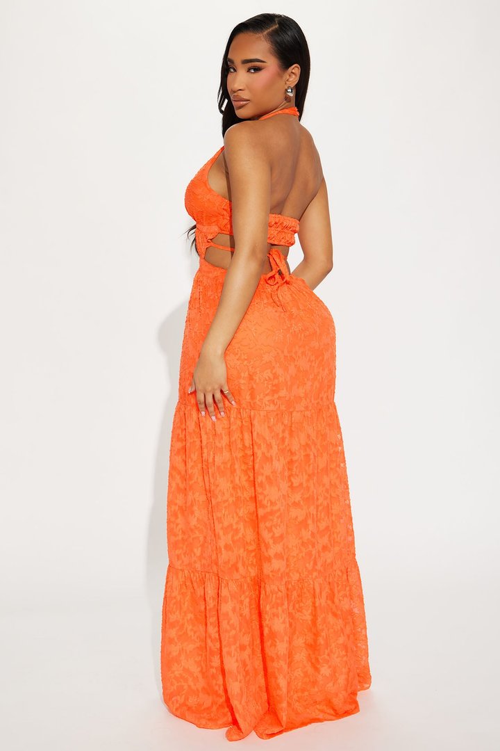 Come With Me Chiffon Maxi Dress - Orange