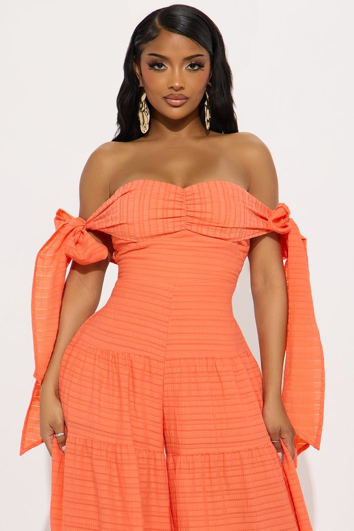 Montego Bay Off Shoulder Jumpsuit - Orange