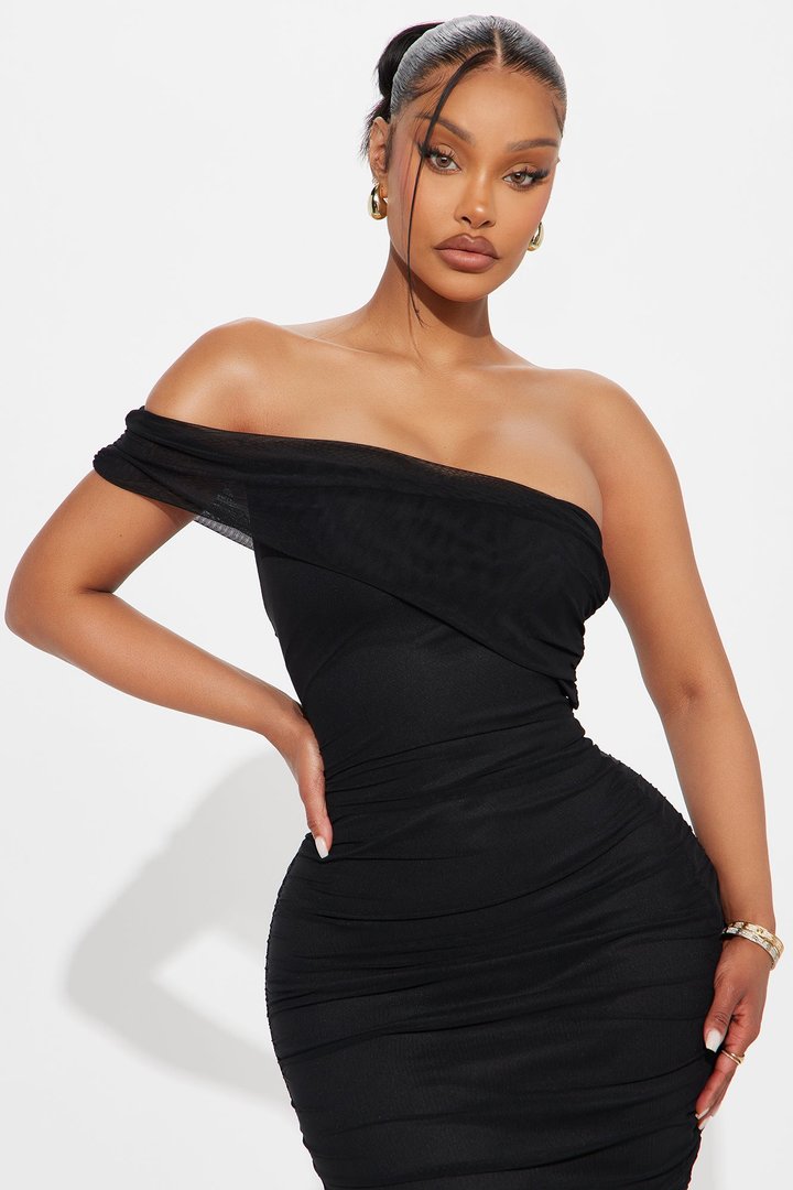 Real Legacy Mesh Midi Dress - Black