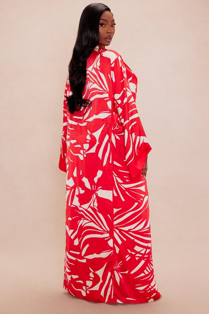 Silvina Satin Kimono - Red/combo