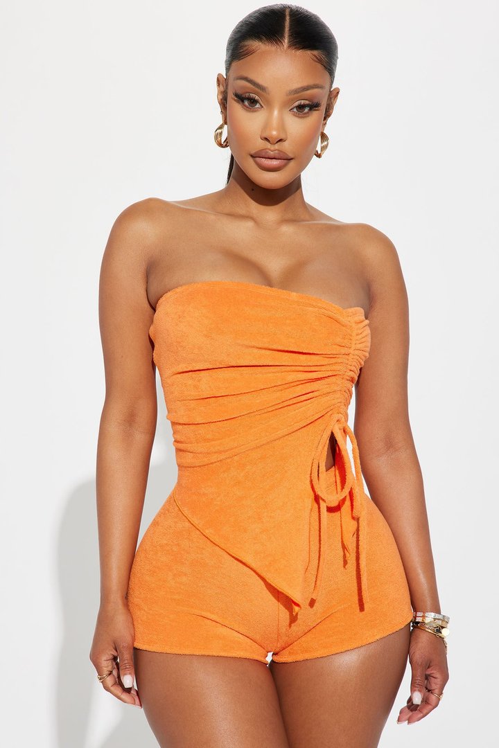 Sunshine Seeker Terry Cloth Short Set - Orange