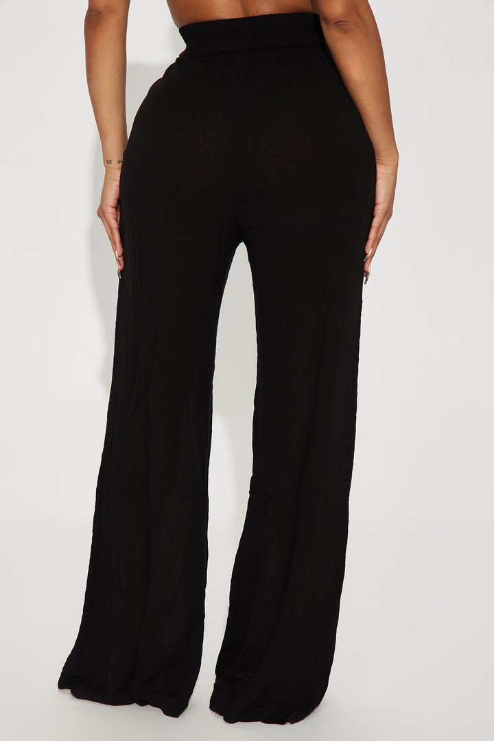 Breezy Nights Linen Swim Cover Up Pants - Black