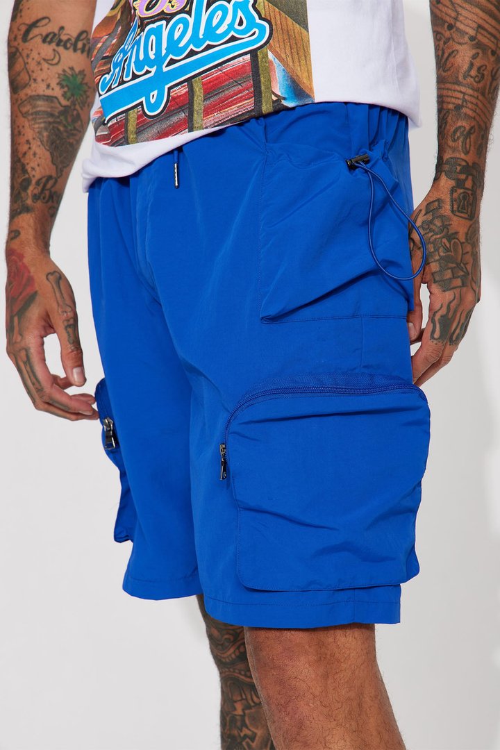 All This And That Nylon Cargo Shorts - Royal